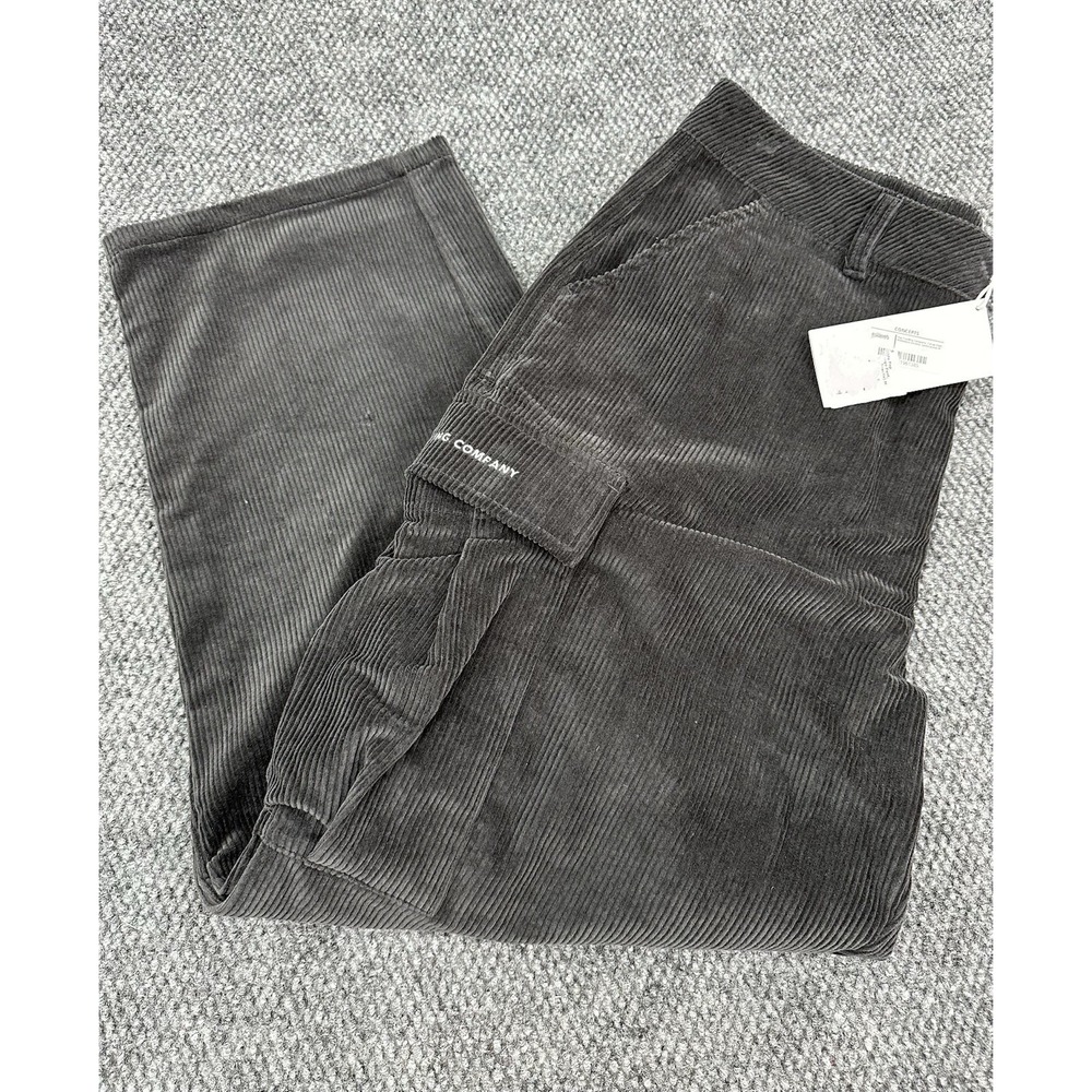 Pop Trading Company Men's 36x30 Corduroy Cargo Pants Gray Charcoal - New